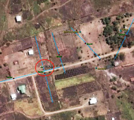 Aerial survey map with borehole location