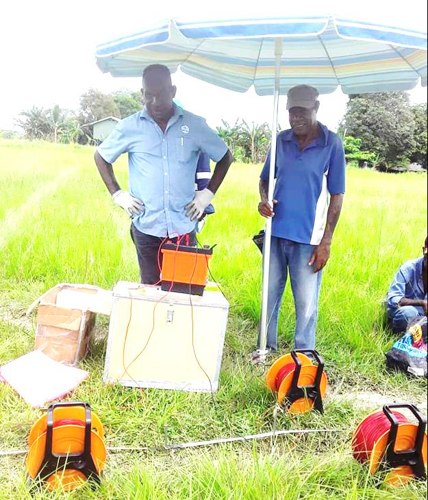 Groundwater testing with resistivity equipment in Lae